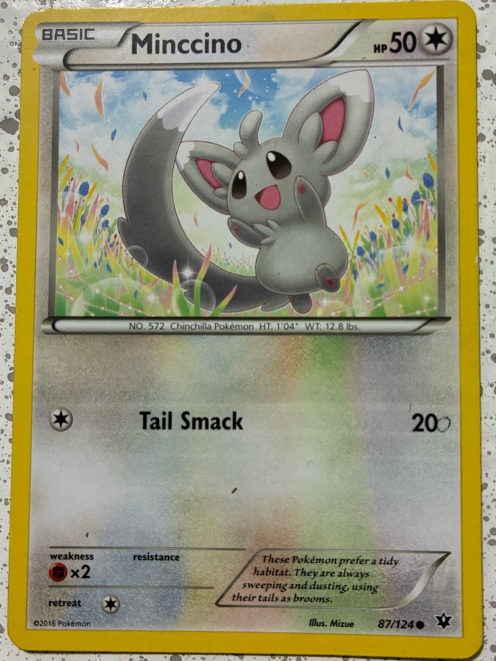 Pokemon Minccino Card - Gray and Yellow